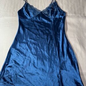 Luxurious Blue Satin Chemise
